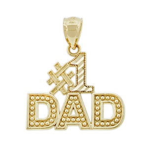 Dije de oro para papá número uno - Oro macizo de 14 quilates - Gran regalo para el Día del Padre - Collar para papá número uno (cadena de oro opcional) - El mejor regalo para papá
