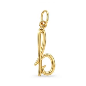 Gold Lower Case Initial B Charm - 10 Karat Solid Gold with Optional Gold Chain - Letter b Necklace