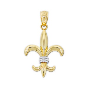 Collar con colgante de flor de lis de oro - Joyería de oro macizo de 10 quilates - Cadena de oro de 10 quilates opcional - Joyería de flor de lis