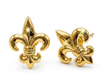 Gold Fleur De Lis Ohrring - 14 Karat Gold - Gold Ohrstecker - Fleur De Lis - Good Luck Ohrring