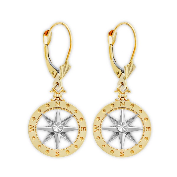 Compass Gold Earrings Etsy