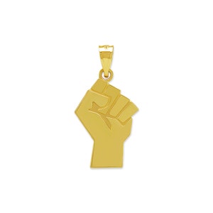 Gold Black Lives Matter Rising Fist Charm - 10 Karat Solid Gold - BLM Charm for Necklaces