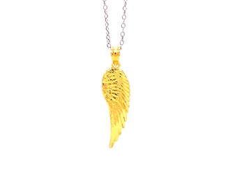 Angel Wing Necklace - Gold Plated on 925 Sterling Silver- Silver Adjustable Necklace 16"-18"