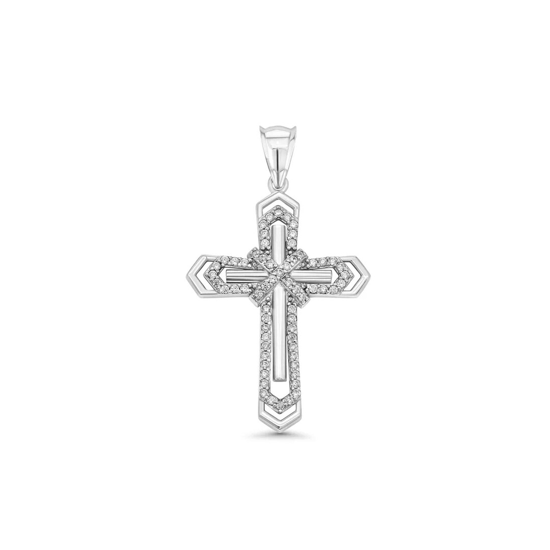 Silver Cross Necklace With Cubic Zirconia Stones - 925 Sterling Silver ...
