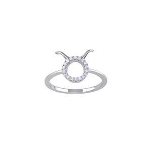 Taurus Zodiac Ring - Silver Hororscope Zodiac - 925 Sterling Silver - Astrology - 12 Constellation - Statement Ring - Cubic Zirconia Stones