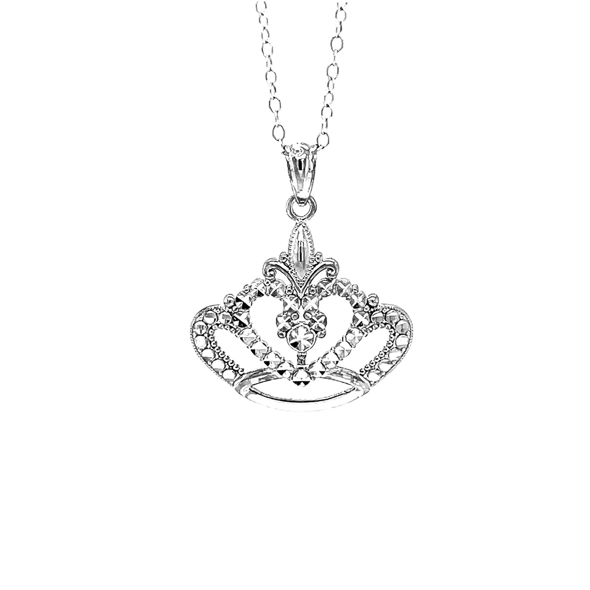 New Cute Crown Silver Color Pendant Necklace Heart Genuine Crystals from Austria Kids Jewelry for