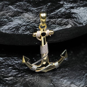 Gold Large Anchor Pendant - Anchor Charm - 10 Karat Solid Gold - Optional Gold Chain - Nautical Pendant - Anchor Jewelry