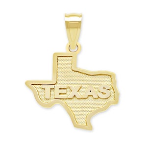 Gold Texas Anhänger - 14 Karat Gelbgold - Texas State Anhänger Halskette - Optionale Goldkette