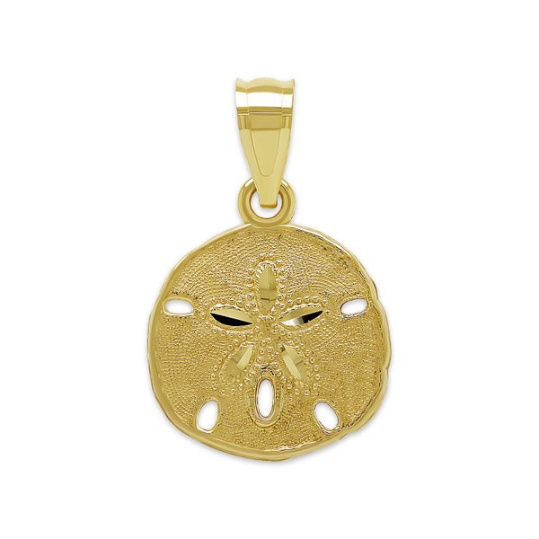 Gold Sand Dollar Pendant Necklace - 10 Karat Solid Gold with Optional Gold Chain  - Seashell Charm - Ocean Jewelry