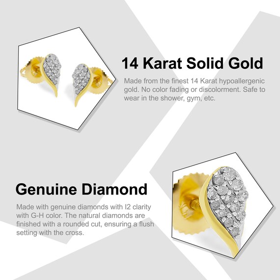 Gold Angel Wing Earring - 0.15CT Diamonds - 14 Karat Gold