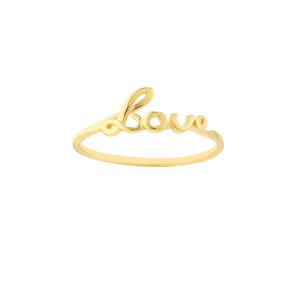 Gold Love Ring - 14 Karat Solid Gold - Size 7 - Love Ring - Gold Ring - Cursive Ring - Gold Ring - Stacking Ring
