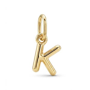 Gold Bubble Puff Initial K Charm Pendant - 3D Puffed Letter Charm - 10 Karat Gold - Letter K Necklace- Letter K Pendant -Optional Gold Chain