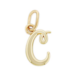 Colgante con inicial C minúscula en oro - Collar con colgante con letra C - Oro macizo de 10 quilates - Cadena de oro opcional