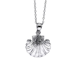 Colar de concha de prata - Prata esterlina 925 - Colar ajustável de prata 16&quot;-18&quot; - Pingente de colar de concha
