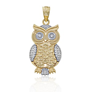 Gold Owl Charm - 10 Karat Solid Gold with Optional Gold Chain - Owl Necklace - Gold Owl - Owl Jewelry Pendant - Animal Pendant Charm