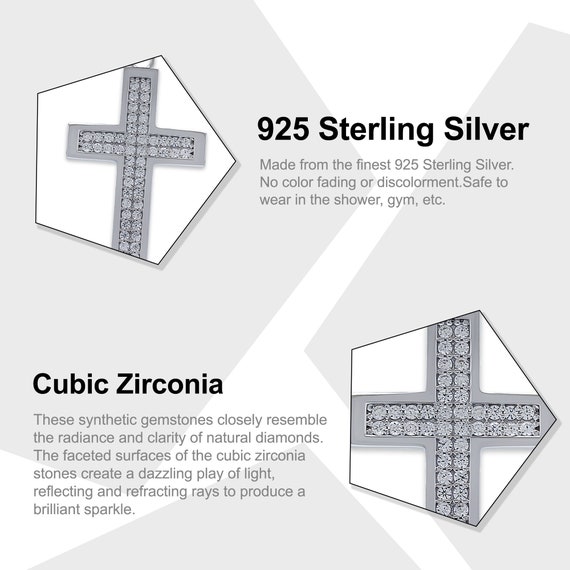 Silver Cross Necklace With Cubic Zirconia Stones - 925