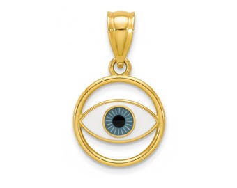 Gold Evil Eye Charm - 10 Karat Solid Gold with Optional Gold Chains - Eye of Horus - 10K Gold Evil Eye  - Evil Eye Necklace