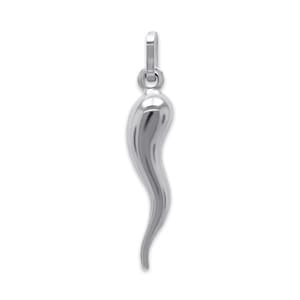 Silver Italian Horn Charm Pendant - 925 Sterling Silver - Dangle Charm - Cornicello Charm Pendant - Good Luck Charm