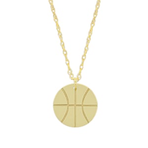 Gold Basketball Pendant - 14 Karat Solid Gold - Adjustable Gold Chain - Basketball - Sports Necklace