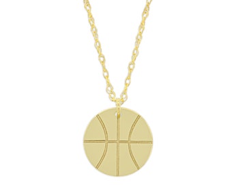 Colgante de baloncesto de oro macizo de 14 quilates - Cadena ajustable - Baloncesto - Collar deportivo