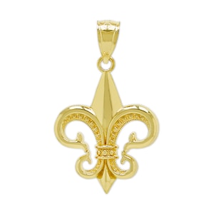 Gold Fleur De Lis Pendant - 10 Karat Solid Gold - Optional Gold Chain - Gold Fleur De Lis Necklace