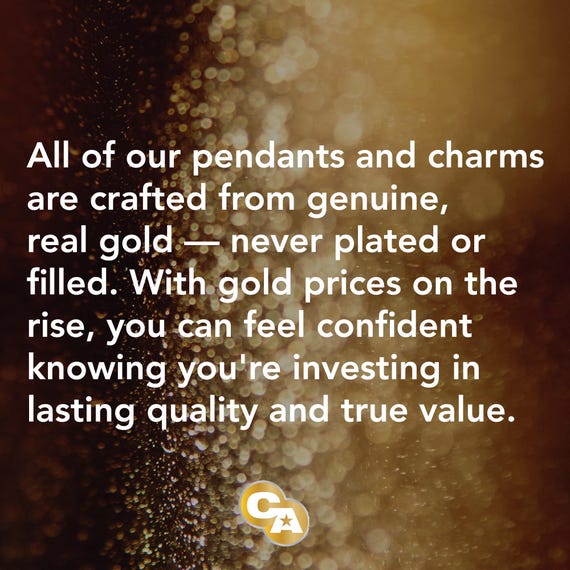 Gold Continent of Africa Charm - Africa Pendant - 10 Karat Solid