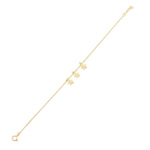Gold Flower Bracelet Charm - 14 Karat Gold - Flower Charms - Dainty Flower Jewelry - Adjustable Bracelet