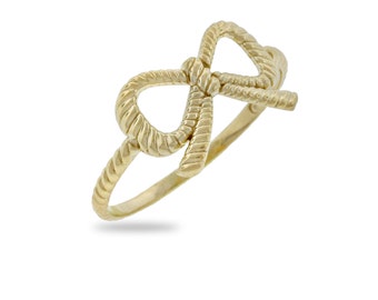 Gold Ribbon Bow Ring - 14 Karat Gold - Simple Modern Ring - Ribbon Ring - Gift For Her - Gold Ring