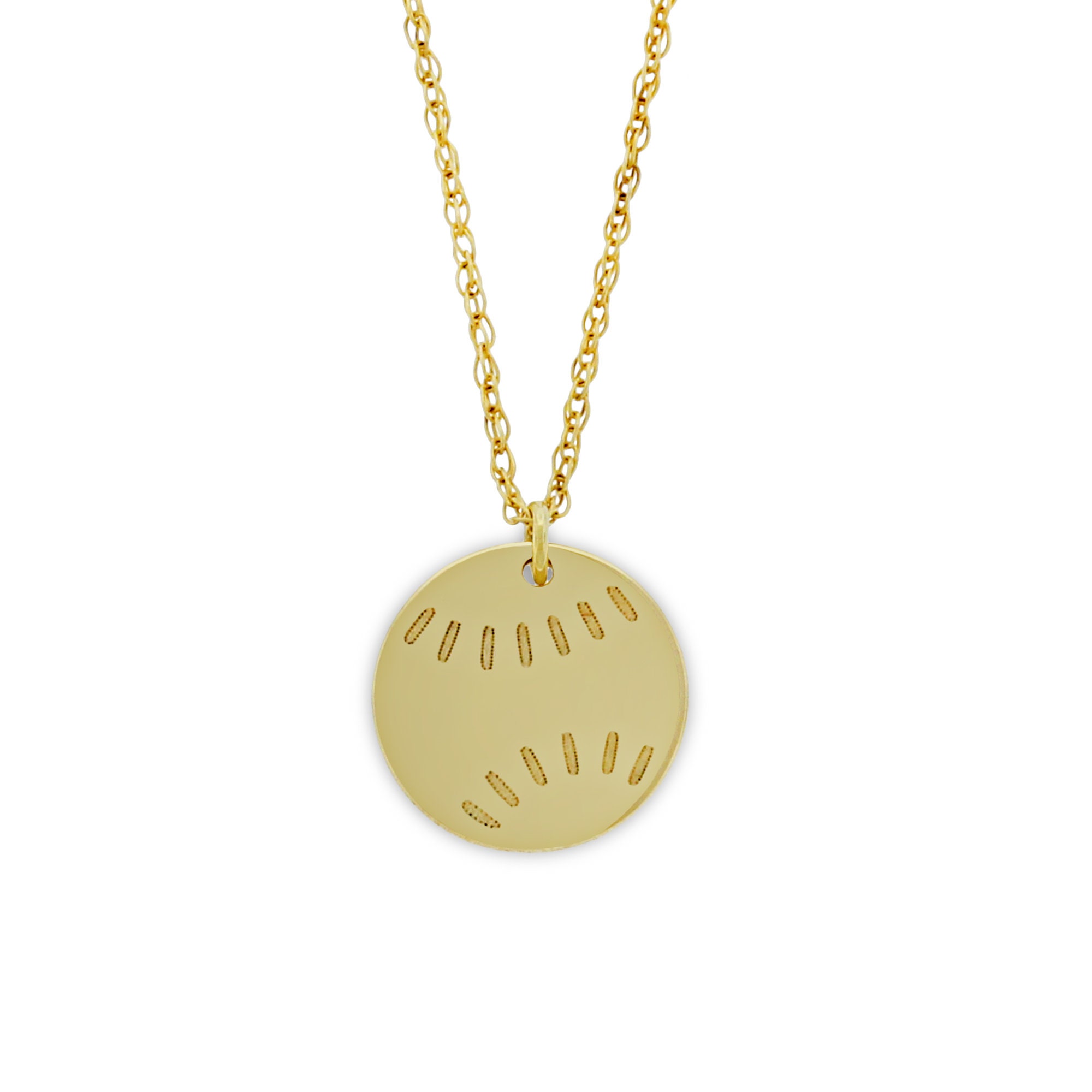 Gold Baseball Softball Pendant - 14 Karat Solid Gold - Adjustable Chain - Sports Necklace - Layering Necklace