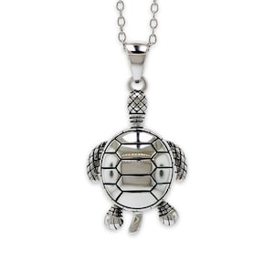 Silver Sea Turtle Necklace- 925 Sterling Silver- Silver Adjustable Necklace 16&quot;-18&quot; - Animal Necklace