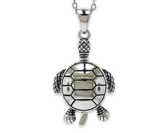 Silber Meeresschildkröte Halskette - 925 Sterling Silber - Silber verstellbare Halskette 16 "- 18" - Tier Halskette