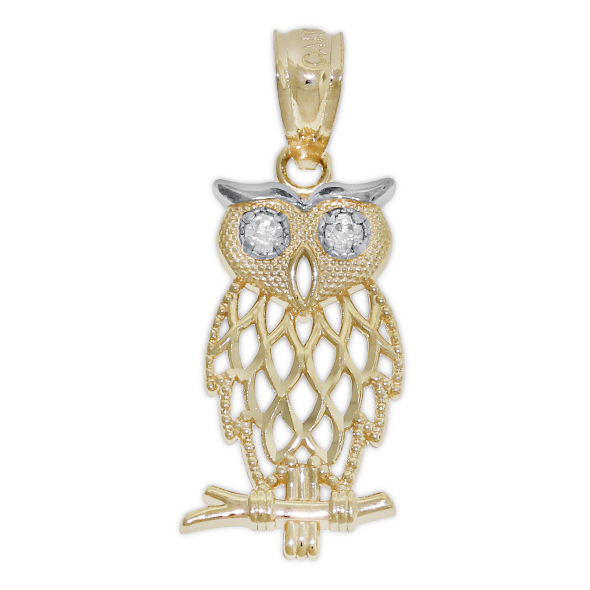 Solid gold owl pendant clearance