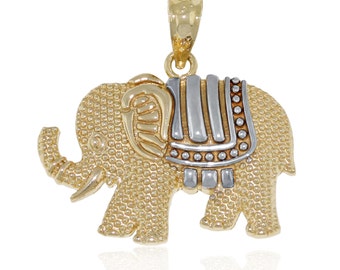 Gold Elephant Charm - Elephant Pendant - 10k Solid Gold - Great Gift For Animal Lovers - Elephant Necklace - Optional Gold Chain