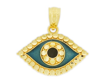 Gold Evil Eye Charm - 14 Karat Solid Gold with Optional Gold Chains! - Eye of Horus - Evil Eye Pendant