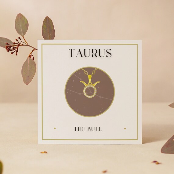 Taurus Necklace With Message Gold Plated 925 Sterling Silver