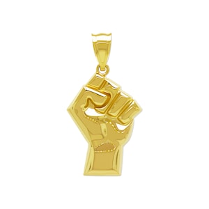 Gold Black Lives Matter Rising Fist Charm made from 10 karat yellow gold