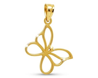 Gold Schmetterling Charm - 10 Karat Solid Gold - Schmetterling Anhänger - Zierliche Schmetterling Halskette - Optional Gold Kette - Geschenke für Frauen