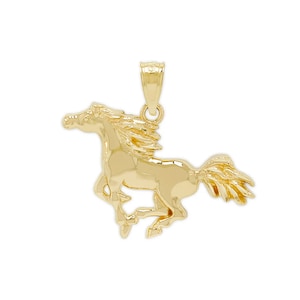 Gold Galloping Horse Charm - Horse Pendant - Pony Necklace-  10 Karat Solid Yellow Gold - Horse Necklace - Great For Gifts