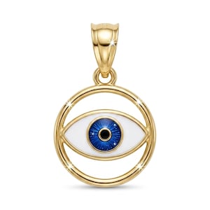 Gold Evil Eye Charm - 14 Karat Solid Gold with Optional Gold Chains - Eye of Horus - 14K Gold Evil Eye  - Evil Eye Necklace