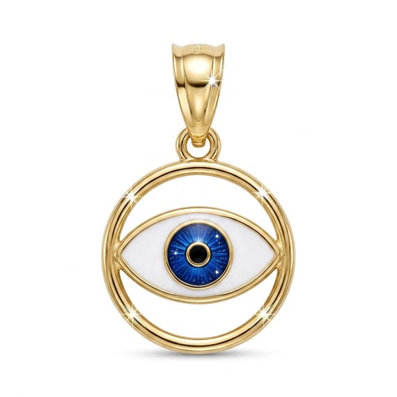 Gold Evil Eye Charm - 14 Karat Solid Gold with Optional Gold Chains - Eye of Horus - 14K Gold Evil Eye  - Evil Eye Necklace