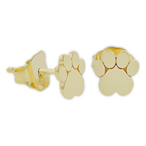 Gold Dog Paw Stud Earrings - 14 Karat Solid Gold - Paw Earring - Gold Earring