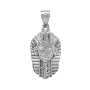 Silver Egyptian Pharaoh Pendant Necklace - 925 Sterling Silver - Silver Adjustable Necklace 16” - 18” - Pharaoh Head Pendant