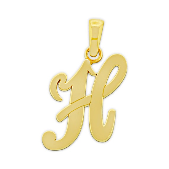 Gold Initial Letter h Charm 14 Karat Solid Gold With Optional Gold Chains Letter Pendant Necklace Etsy