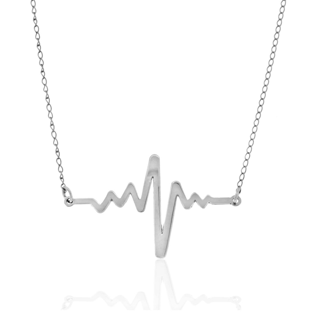 Silver Heart Beat Necklace Pendant Sterling Silver Etsy