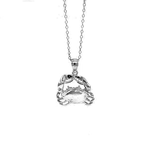 Silver Crab Necklace- 925 Sterling Silver- Silver Adjustable Necklace 16&quot;-18&quot; - Animal Necklace
