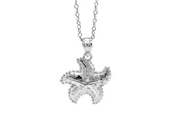 Collier étoile de mer en argent - Argent sterling 925 - Collier réglable en argent 16 à 18 po. - Collier étoile de mer