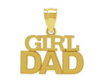 "Gold ""Girl Dad"" Charme - 10 Karat Solid Gold - Anhänger Halskette - Optional 10 Karat Gold Kette - Vatertagsgeschenk - Geschenk für Papa."