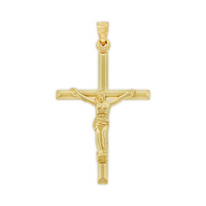 Gold Crucifix Cross Charm - 14 Karat Solid Gold with Optional Gold Chains! - Cross Necklace - Jesus Cross Pendant - Religious Cross