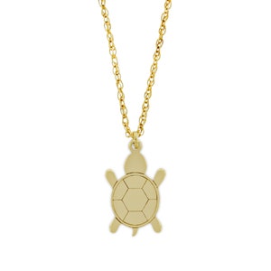 Gold Mini Turtle Pendant - 14 Karat Solid Gold - Adjustable Chain - Turtle Necklace - Animal Necklace