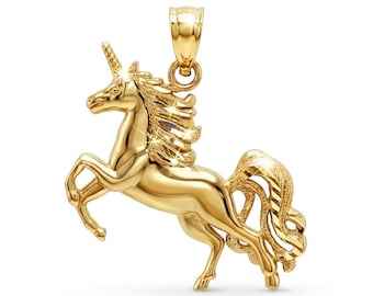 Gold Unicorn Pendant - Unicorn Jewelry - 10 Karat Solid Gold - Optional Gold Chain - Unicorn Necklace